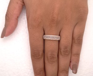 Bague de fiançailles scintillante pour femme, sertie de diamants ronds de 0,50 carat, multi-rangs, en or blanc/jaune/rose massif 10/14 carats - Product Image 5