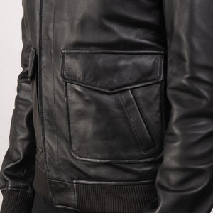 Vente en gros Veste en cuir de vachette véritable de haute qualité pour hommes, style vintage, délavé - Product Image 5