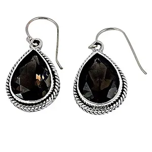Boucles d'oreilles pendantes vintage en quartz en forme de goutte d'eau, en argent, pour femme, serties clos, taille ovale, certifiées, cadeau de mariage, bijoux - Product Image 2