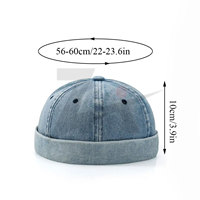 Gorro Docker de mezclilla lavada estilo retro, sin visera, color liso, vintage, estilo callejero, de pescador y marinero, con diseño de personaje, gorros de primavera con efecto abultado