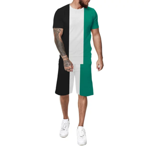 New Colorful Print Round Neck Short Mens Suit Adult Male Suit Custom Jackets for Men Men's Spring Summer Top Short <b>Set</b> - Product Image 3