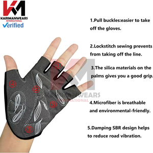 Gants de vélo d'été rembourrés demi-doigts pour la route, unisexe, décontractés, respirants, sans doigts, avec coussinets en gel pour une meilleure adhérence - Product Image 3