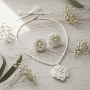 Ivory Snowbloom Beaded Bridal Jewelry Set Romantic Vintage Fine Stainless Steel Gold Plated <b>Wedding</b> <b>Accessory</b> - Product Image 6