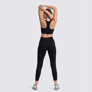 Conjunto de Yoga sin costuras de secado rápido para mujer, Reversible Sujetador deportivo, mallas, camisetas deportivas transpirables, pantalones, patrón sólido XS - Product Image 4