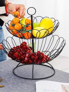 Heavy Duty Carbon Steel Fruit Basket Capacity Open <b>Wire</b> Fruit <b>Holder</b> for Freshness Non-Slip Desktop Fruit Plate with Breathable - Product Image 5