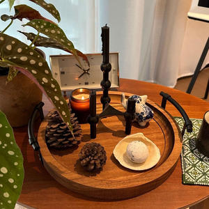 Trusted Supplier Premium Quality Acacia Wood Trays Round Shape Wooden Serving Tray with Metal Handles at Good Price From India - Product Image 5