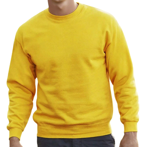 Sweat-shirt en tissu doux de couleur jaune foncé sur mesure, poids lourd, en coton mélangé, respirant, pour hommes - Product Image 3