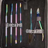 "Juego de manicura y pedicura de acero inoxidable de lujo con logotipo personalizado, kit de viaje de 6 piezas con suministros para cortaúñas"