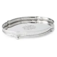 Plateau de service rond pour mariage, très vendu, de qualité supérieure, en aluminium plaqué argent, design Art Déco, personnalisable