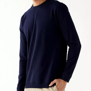 Sweat-shirt à col rond 100% coton de qualité supérieure pour hommes pull de couleur unie coupe régulière-essentiel personnalisé pour l'impression numérique d'hiver - Product Image 1