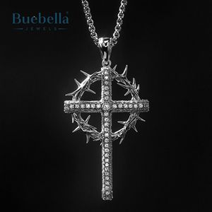 Alta calidad 925 plata esterlina 18K chapado en oro Iced Jesus corona de espinas Cruz colgante hombres Moissanite Charms - Product Image 3