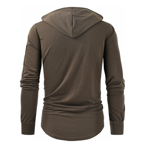 Vente en gros de sweat à capuche allongé pour hommes de haute qualité 100% coton avec poches respirantes pour l'hiver - Product Image 4
