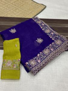 Seda crujiente Premium exclusiva con Sari bordado fabricante de moda de mujer de Surat a la tarifa más baja - Product Image 6