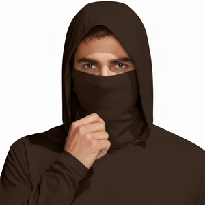 Men's Long Sleeve Hooded <b>UV</b> <b>Protection</b> Fishing Shirt Quick Dry Polyester Solid Color Pullover Top - Product Image 3