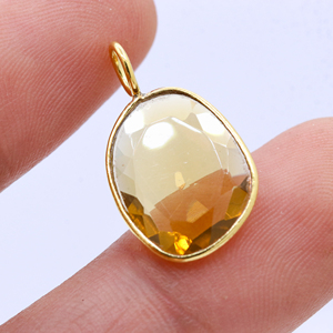 Piedra preciosa de citrino dorado Natural 925 Plata de Ley sólida chapada en oro colgante hecho a mano para mujer joyería para venta al por mayor - Product Image 2