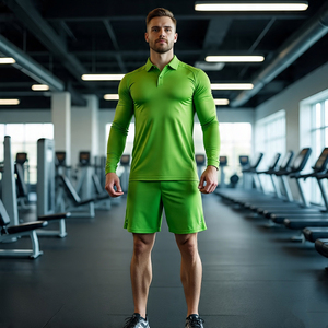 Camisetas Polo atléticas de manga corta para hombre, ropa de gimnasio para hombre, camiseta Polo de poliéster 100% para correr para hombre - Product Image 3