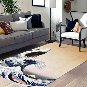 Alfombra Impresa - Diseño Moderno Abstracto de Onda de Tiburón, Antideslizante para Interiores, Alfombra de Chenilla - Product Image 4