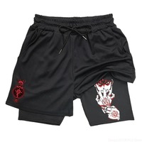 Shorts de compression mi-taille décontractés pour hommes, en toile non tissée, à séchage rapide, respirants, sportifs, 100 % polyester, pour l'été et le fitness, motif anime