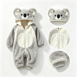 Mono de Bebé Personalizado con Capucha de Felpa de Koala Gris, Traje de Animal para Recién Nacido, Mono de Exportación Global UUUU40 - Product Image 2