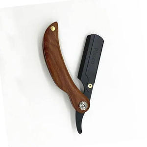 Rasoir de sécurité premium à lame droite, rasoir de barbier, manche en bois, petite taille et facile à transporter, rasoir à raser - Product Image 3