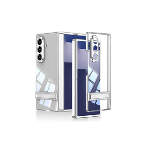 Étui transparent pour Samsung Galaxy Z Fold 7 avec protection de l'appareil photo et support Zore Lego, styles translucides argentés - Product Image 1