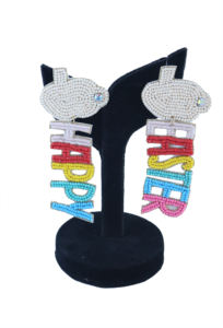 Boucles d'oreilles tendance à perles pour demoiselles d'honneur, pour femmes et filles, faites à la main, bleues, pour mariage, fête, confortables, longues à porter - Product Image 3