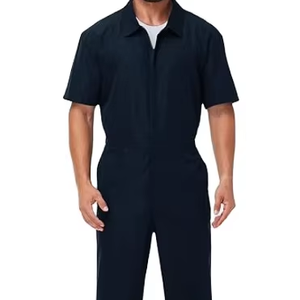 ชุดจั๊มสูทช่างซ่อมสำหรับผู้ชายในวันฮาโลวีน แขนสั้น ซิป สีพื้น - Product Image 1