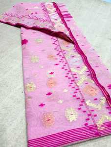 ผ้า jamdani คุณภาพสูงสำหรับผู้หญิงผ้า jamdani สีแดงสีเขียวสีทองท้องฟ้าสีฟ้าจากบังคลาเทศ - Product Image 6