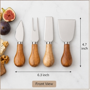 ชุดมีดชีส 4 ชิ้น ใบมีดสแตนเลส ด้ามไม้ ชุดเครื่องมือครัวทนทาน ความยาว 6.3 นิ้ว - Product Image 4