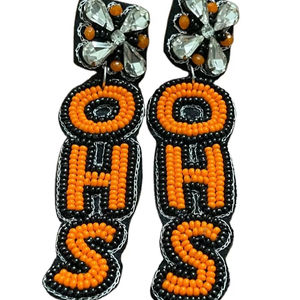 Handmade OHS Beaded <b>Earrings</b> orange and <b>black</b> Statement Jewellery <b>for</b> <b>Women</b> party wear fashion <b>earrings</b> - Product Image 1