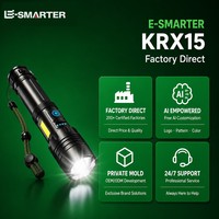 Lampe torche LED E-SMARTER KRX15 COB avec lumière latérale, en alliage d'aluminium, rechargeable par USB-C, IP55, pour inspection au travail