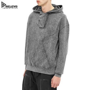 Nouveau sweat à capuche pour homme effet délavé, design personnalisé, couleur unie, collection printemps, lot de 2, vente en gros, molleton 100% coton épais 380 g/m² - Product Image 4