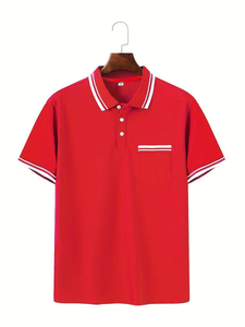 เสื้อโปโลผู้ชายผ้าถักโพลีเอสเตอร์แขนสั้นสีพื้นสำหรับฤดูร้อน ระบายอากาศได้ดี รับสกรีนโลโก้ ผลิตจากบังกลาเทศ - Product Image 4