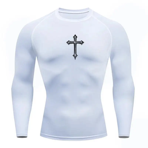 Camiseta de Compresión con Estampado Cruzado para Hombre, Camiseta Deportiva Cristiana, Camisetas, Tops, Gimnasio, Entrenamiento, Correr, Capas Base, Camisetas Interiores, Rashguard - Product Image 6