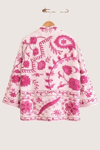 Cardigan en coton brodé floral bohème, col mandarin, manches trois quarts, grande taille, vêtements décontractés pour femmes, vêtements de printemps - Product Image 2