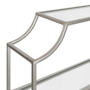 Làm bằng tay cao nổi Kệ tường với tấm kính rõ ràng New Bạc giọng sắt cho trang trí nội thất nhà hiển thị vật liệu gỗ - Product Image 4