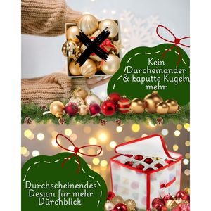 Boîte de rangement rouge pour boules de sapin de Noël, capacité de 64 onces - Product Image 6