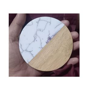 Sous-verre en bois d'acacia et résine fabriqué en Inde, qualité supérieure, fait à la main pour la maison, le restaurant, la cuisine, dessus de table, forme ronde - Product Image 3