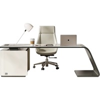 Bureau de direction moderne en demi-lune blanc minimaliste au design créatif, bureau de luxe pour PDG, directeur, cadre