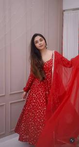 คอลเลกชันชุดสلوار-คามีซสำหรับผู้หญิง ดีไซน์หรูหรา สำหรับเทศกาลต่างๆ |   ผ้าปักลายหรูหรา ผลิตจากโพลีเอสเตอร์ ความยาวระดับเข่า แห้งเร็ว เหมาะสำหรับงานปาร์ตี้ - Product Image 4