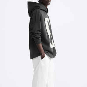 Écusson de broderie personnalisé poids lourd 500 GSM DTG impression à capuche sweat à capuche surdimensionné vierge 100% coton hommes sweats à capuche - Product Image 3