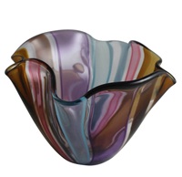 Bol ondulé en verre soufflé à la main Encrier Couleur noire Magnifique unique en son genre tourné décoratif Découvrez la beauté de notre fabrication artisanale