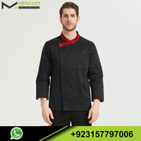 Conjunto de uniforme de cocina para chef, chaqueta negra a cuadros, hecha en China, precio bajo, novedad