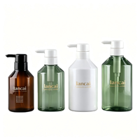 Bouteilles de gel douche à large ouverture 300ml 400ml 600ml, bouteilles PET ambrées 500ml à épaule inclinée pour nettoyant visage, shampoing, parfum