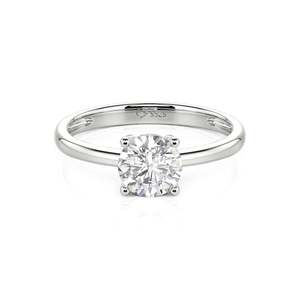 Jeulia Rhodium Plated Sterling <b>Silver</b> Round Cut <b>Solitaire</b> Gemstone <b>Ring</b> - Product Image 1