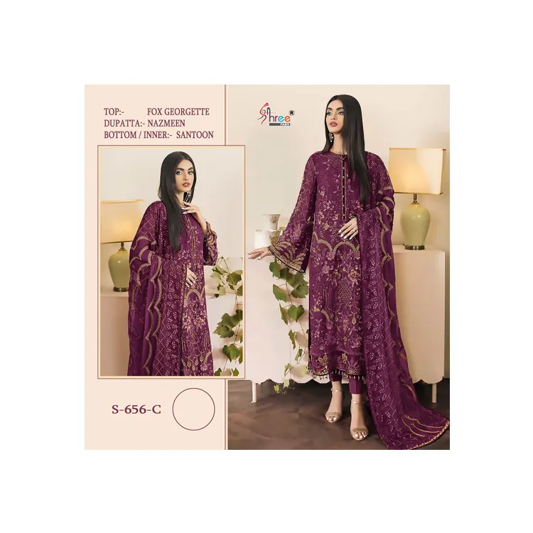 2023 Best Bulk Selling Faux Georgette Heavy Embroidered Clothing Heavy Suits Fancy Designer Pakistani Salwar Suit for Sale