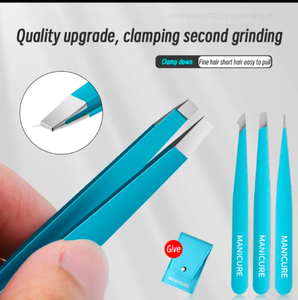 Gran oferta, juego de pinzas para cejas de acero inoxidable azul puntiagudo (1/2/4 uds), herramientas de belleza para maquillaje de cejas, cejas puntiagudas - Product Image 3