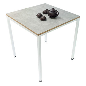 Mesa de Comedor Cuadrada de Diseño Minimalista 70x70cm de Madera Contrachapada con Patas de Hierro, Modelo Stabile-BA68087 - Product Image 1