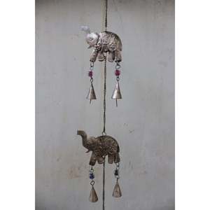 Ensemble de 5 carillons à vent bohèmes à motif d'éléphant pour la décoration murale extérieure, patio, jardin, style ornement vertical - Product Image 5