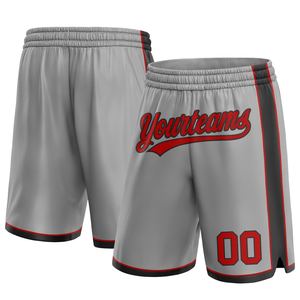 Pantalones Cortos de Baloncesto Industrie Direct Personalizados en Gris, Rojo y Negro, Auténticos - Product Image 1